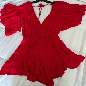 NWOT red free people shorts romper size medium